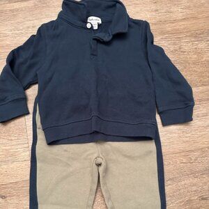 Splendid Navy Long Sleeve Polo and Stripped Joggers Set Sz 12-18M